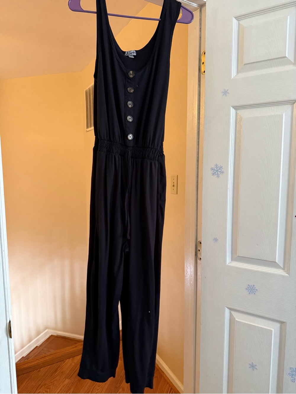Justify Black Sleeveless Jumpsuit with Button Front